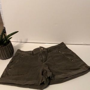 Olive jean like shorts with zip pockets by White House Black Market Size8